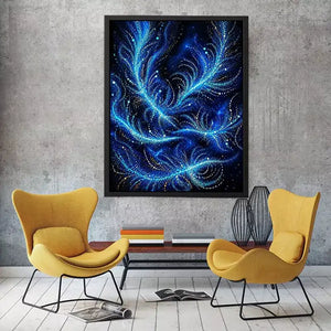 abstract blue light flow wall art cosmic glowing canvas modern decor