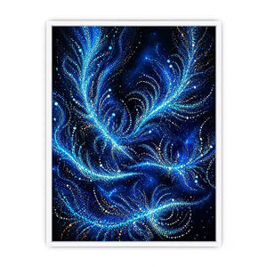 abstract blue light flow wall art cosmic glowing canvas modern decor
