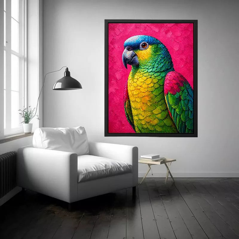 colorful parrot painting wall art tropical vibrant bird canvas decor