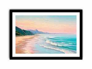 coastal beach painting wall art soft pastel ocean waves canvas decor