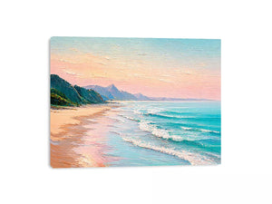 coastal beach painting wall art soft pastel ocean waves canvas decor