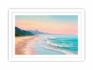 coastal beach painting wall art soft pastel ocean waves canvas decor