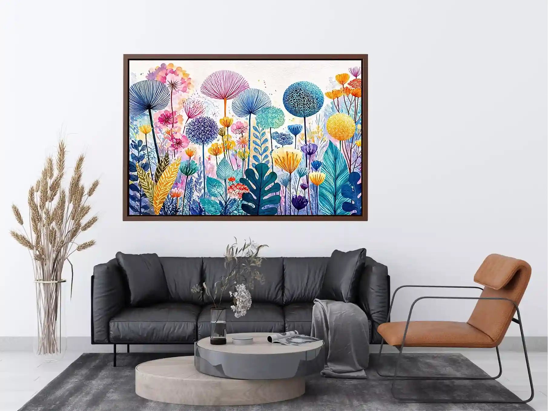 abstract botanical flowers wall art colorful modern floral canvas decor