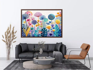 abstract botanical flowers wall art colorful modern floral canvas decor