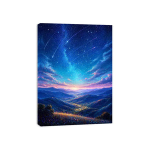 starry valley landscape wall art dreamy night sky canvas decor