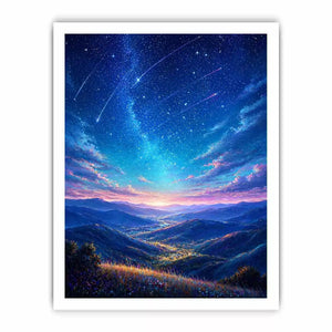 starry valley landscape wall art dreamy night sky canvas decor