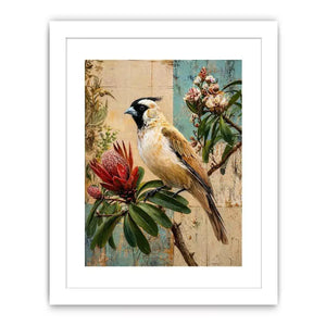 Botanical Magpie Bird Wall Art | Vintage Floral Nature Canvas