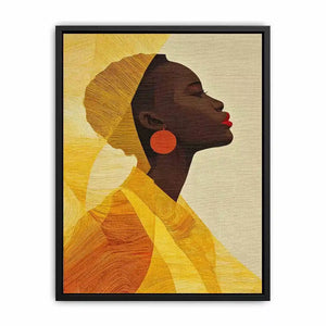 Modern African woman portrait in yellow tones canvas wall art