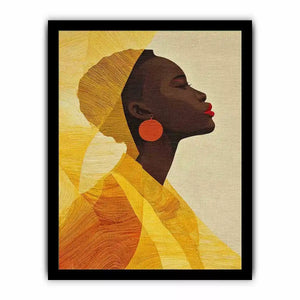 Modern African woman portrait in yellow tones canvas wall art