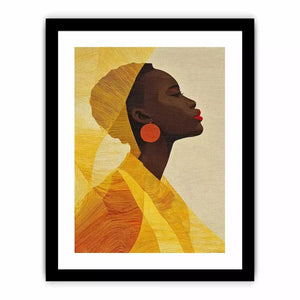 Modern African woman portrait in yellow tones canvas wall art