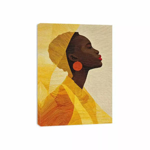 Modern African woman portrait in yellow tones canvas wall art