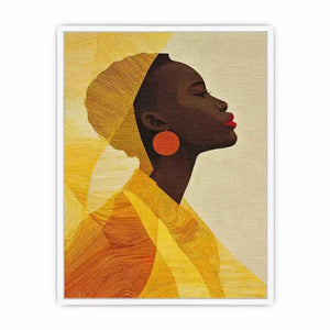 Modern African woman portrait in yellow tones canvas wall art