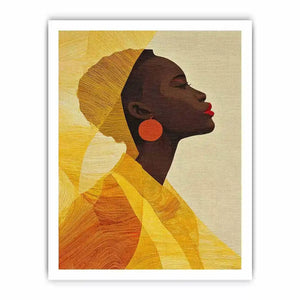 Modern African woman portrait in yellow tones canvas wall art