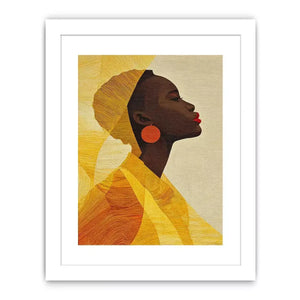 Modern African woman portrait in yellow tones canvas wall art