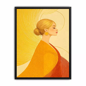 Minimalist golden woman portrait modern canvas wall art