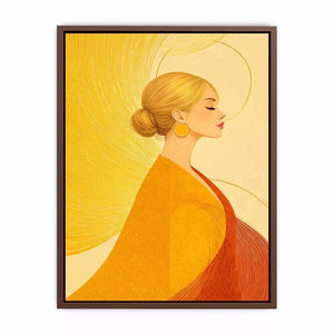 Minimalist golden woman portrait modern canvas wall art