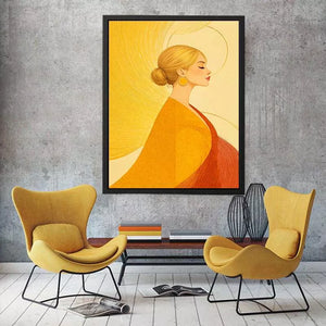 Minimalist golden woman portrait modern canvas wall art