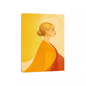 Minimalist golden woman portrait modern canvas wall art