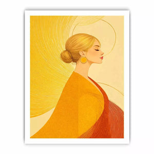 Minimalist golden woman portrait modern canvas wall art
