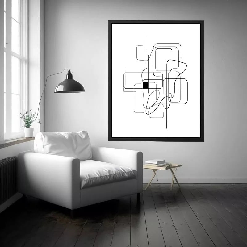 Minimalist abstract black line art geometric canvas wall art