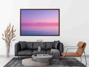 Minimalist Coastal Ocean Wall Art – Pastel Sunset Canvas Print