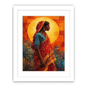 Indian Woman Wall Art Vibrant Cultural Canvas