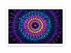 Cosmic Mandala Wall Art | Sacred Geometry Psychedelic Canvas