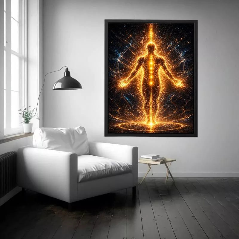 Golden Energy Wall Art | Spiritual Awakening Light Canvas