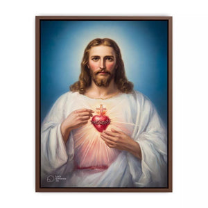 sacred heart jesus wall art canvas religious christian painting with divine glow for home decor