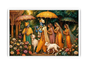 Krishna witth Gopis in virandavan