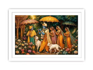 Krishna witth Gopis in virandavan