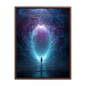 Surreal Cosmic Portal with Ethereal Light and Silhouette Figure – Sci Fi Wall Art Canvas
