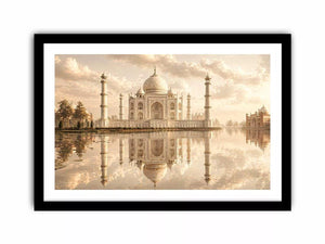 taj mahal sunset wall art india luxury architecture canvas decor agra monument golden sky no reflection