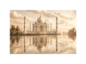 taj mahal sunset wall art india luxury architecture canvas decor agra monument golden sky no reflection