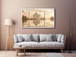 taj mahal sunset wall art india luxury architecture canvas decor agra monument golden sky no reflection