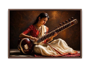 indian sitar player wall art classical music painting cultural canvas decor