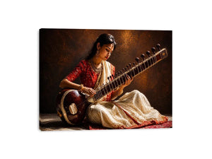 indian sitar player wall art classical music painting cultural canvas decor