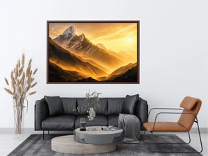 golden mountain sunrise mist landscape serene nature wall art canvas decor