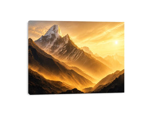 golden mountain sunrise mist landscape serene nature wall art canvas decor