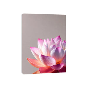 Minimalist pink lotus flower wall art soft pastel floral canvas serene decor