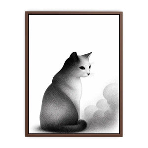 minimalist black white cat illustration modern line art animal wall art