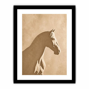minimalist horse silhouette neutral beige wall art modern animal canvas decor