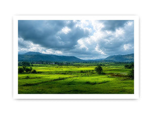 green valley landscape misty hills nature wall art calming countryside canvas
