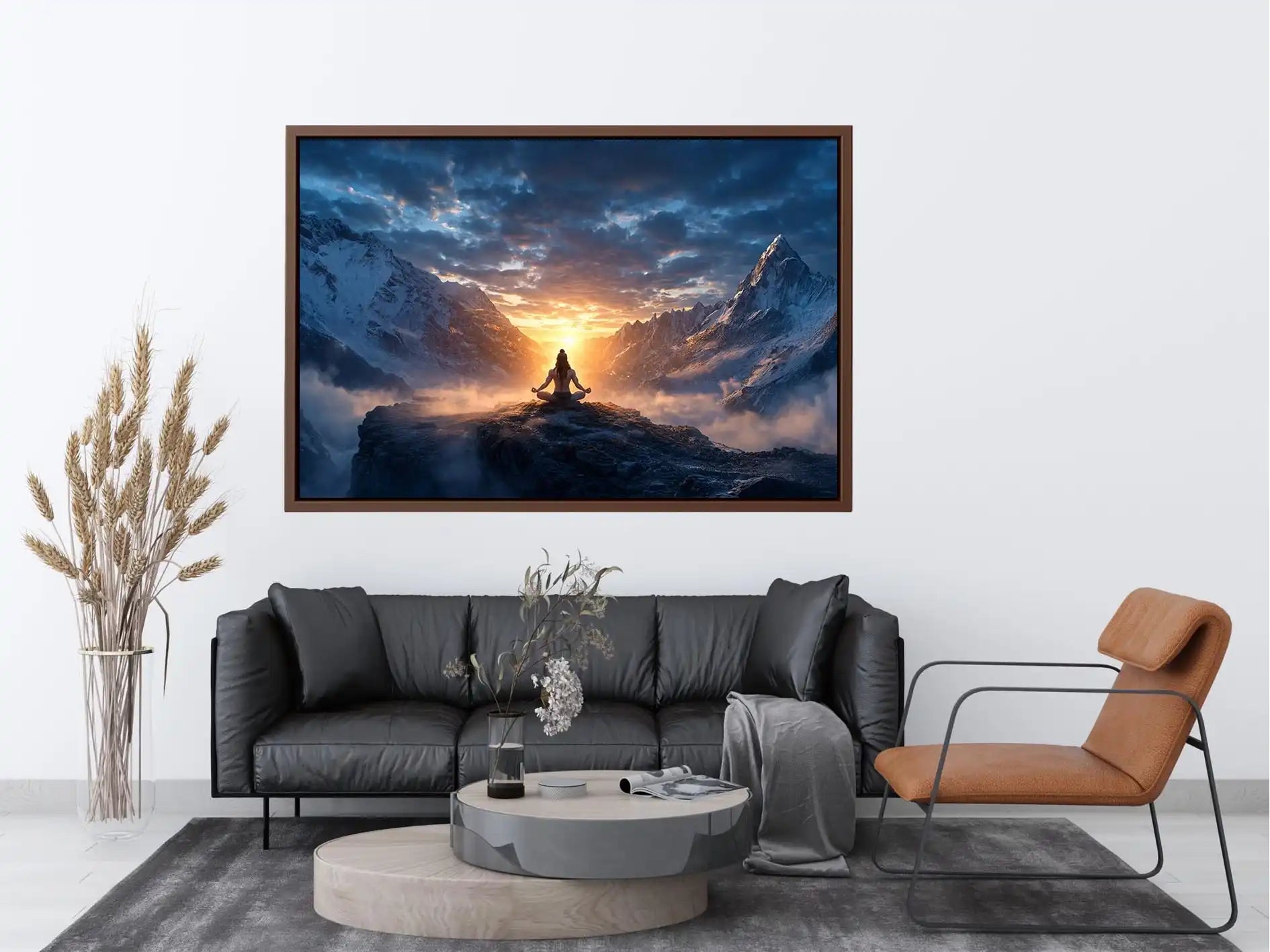 meditation mountain light spiritual zen wall art calm yoga decor canvas