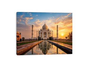 taj mahal sunrise reflection india architecture wall art luxury canvas decor