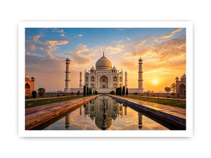 taj mahal sunrise reflection india architecture wall art luxury canvas decor