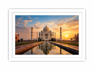 taj mahal sunrise reflection india architecture wall art luxury canvas decor