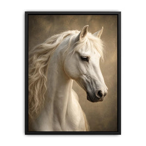 white horse portrait neutral tones elegant animal wall art canvas decor