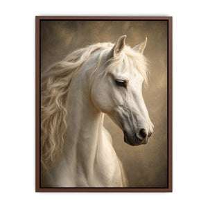 white horse portrait neutral tones elegant animal wall art canvas decor