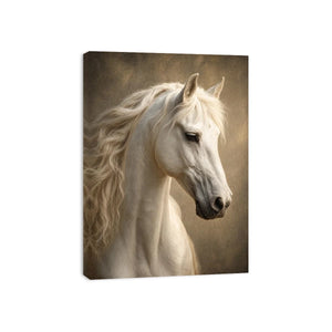 white horse portrait neutral tones elegant animal wall art canvas decor